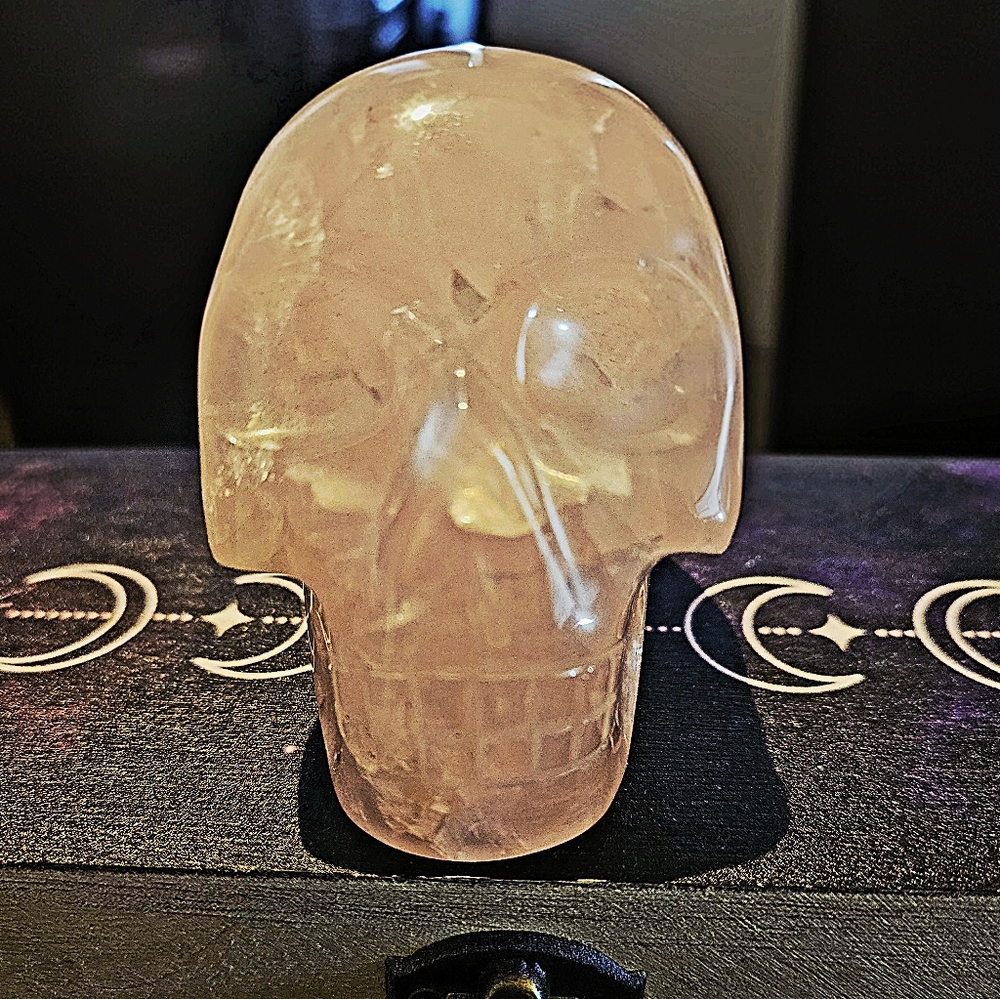 Rose Quartz Skull Sculpture